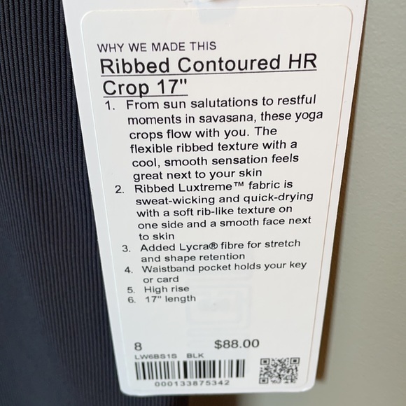 BNWT - Ribbed Contoured Crop 17” Sz 8 - Picture 2 of 3